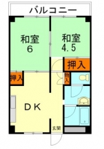 坪内マンション2DK間取り